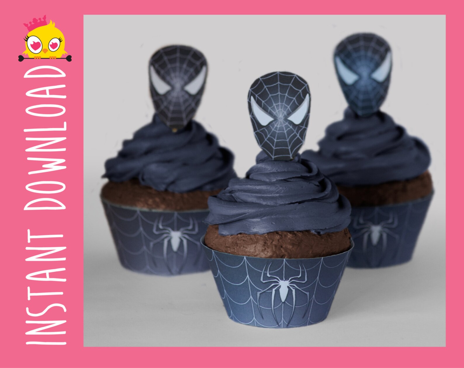 Black Spider-man Inspired Cupcake Wrappers &amp; Toppers PDF - Etsy