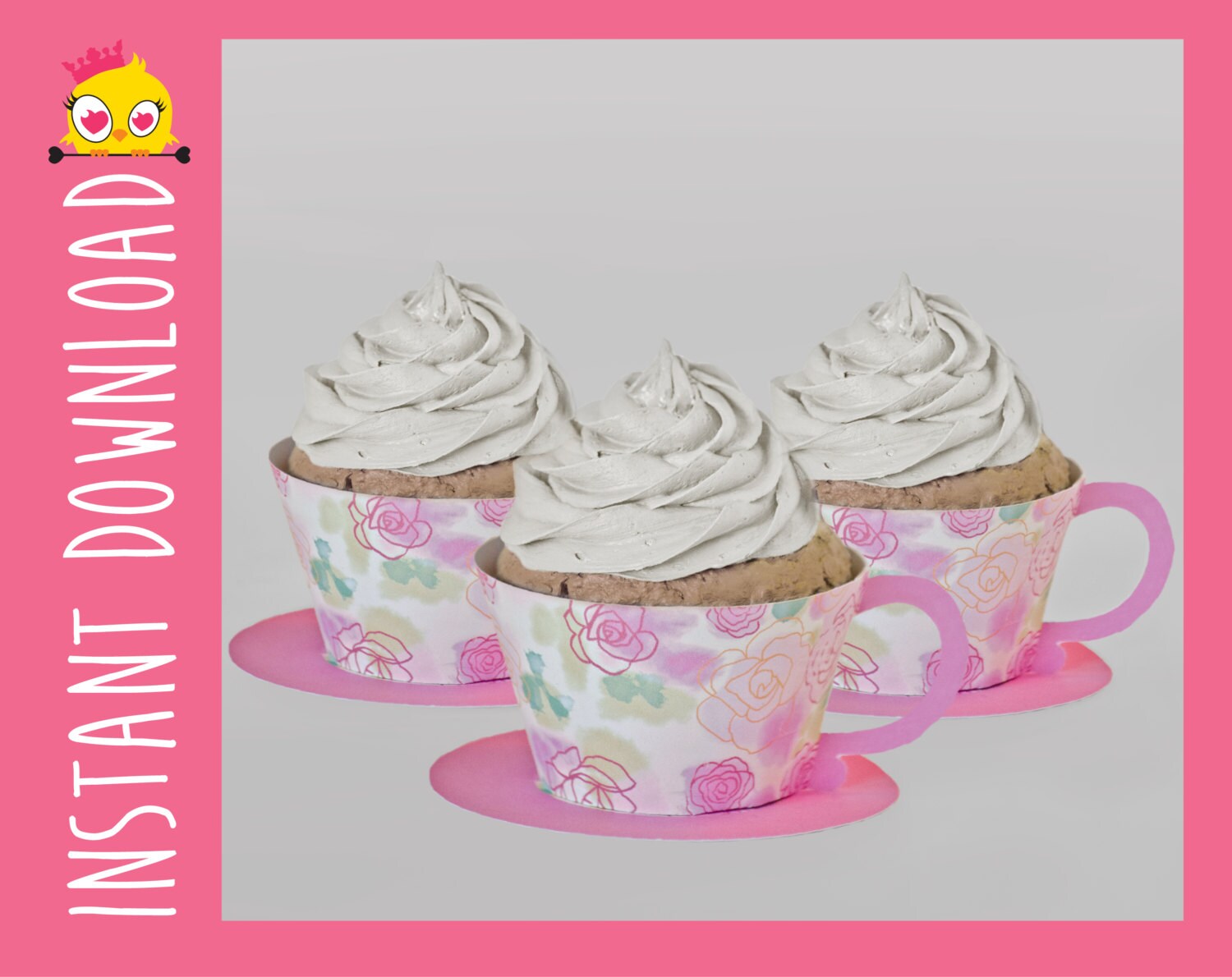 Teacup and Saucer Cupcake Wrappers PDF Etsy