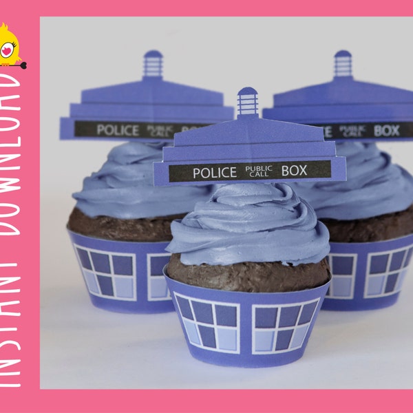 TARDIS Inspired Cupcake Wrappers & Toppers PDF