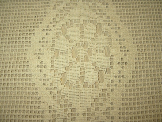 Vintage Open Weave Floral Crochet Look Cotton Imported Drapery Etsy