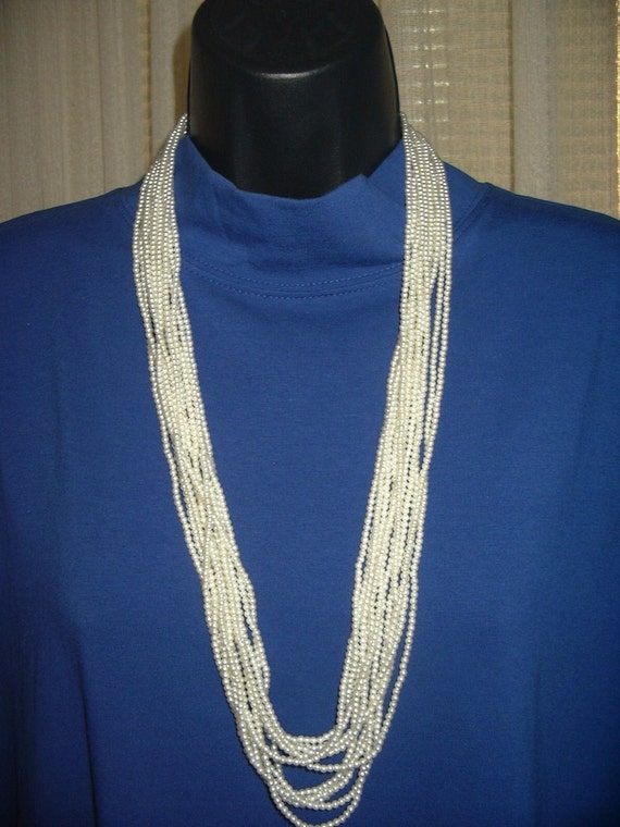 Vintage necklace 12 strand small faux pearl 29+ in
