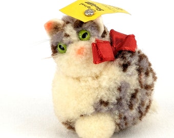 Steiff Kat Wollen Pompom Miniatuur met alle ID's vintage 1968