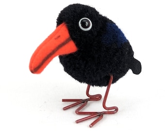 Steiff Raven Wollen Pompom Vogel draadpoten vintage 1959 tot 1964