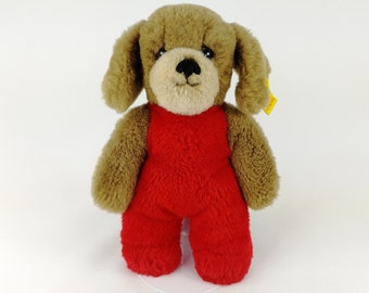 Steiff Dog Toldi with IDs working squeaker 8 inches produced 1984 to 1990