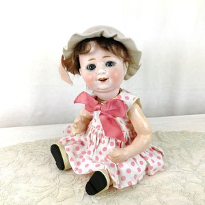 Antique German Bisque Head Doll by Wilhelm Goebel 12 inches produced 1900 to 1915