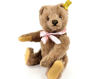 Steiff Teddybär mit IDs 10 Zoll, Jahrgang 1965 bis 1966, hergestellt in Karamellfarbe