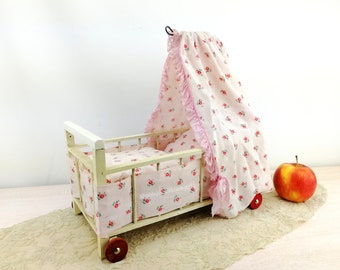chad valley babies to love wooden doll's crib and blanket