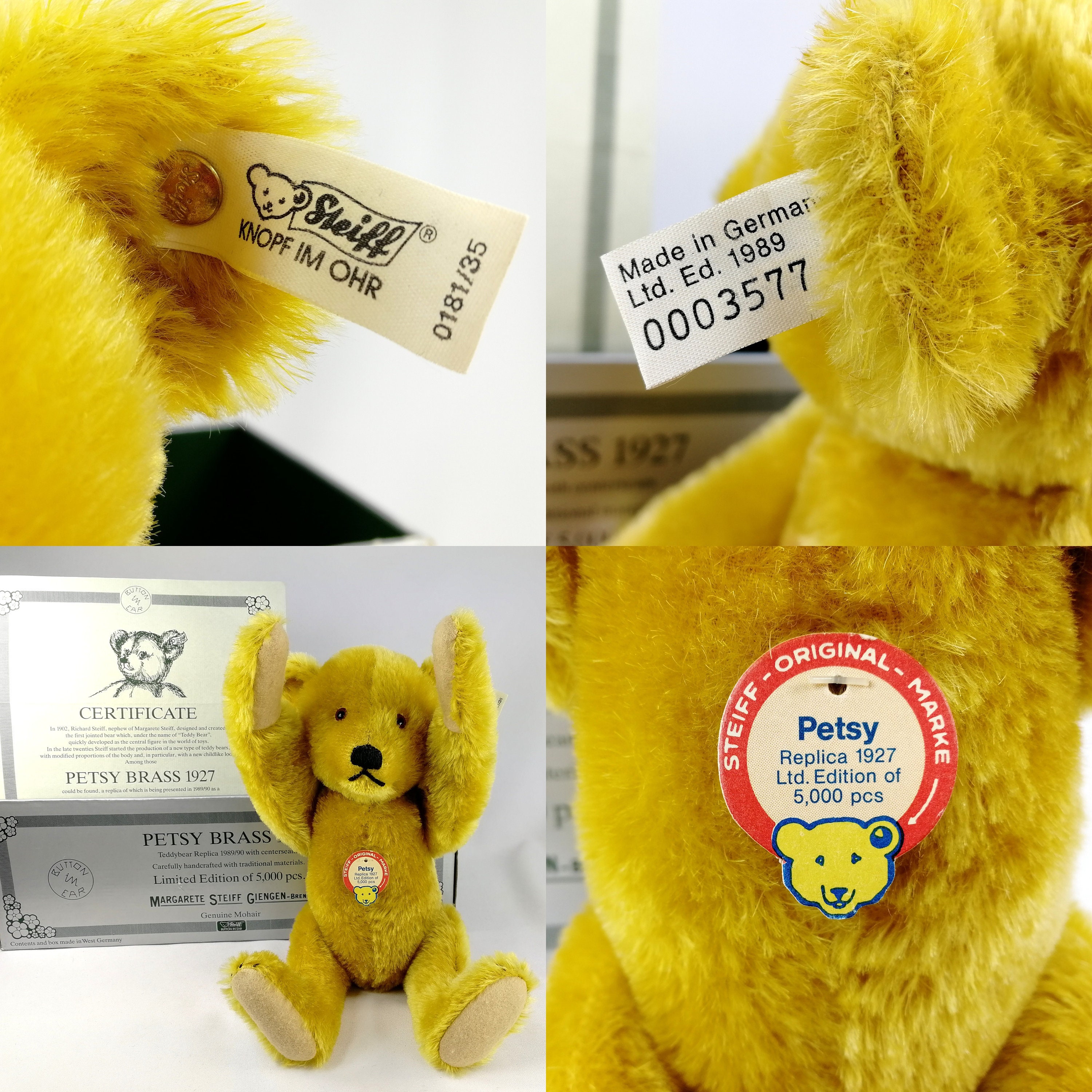 シュタイフ テディベア ペッツィー 1927年 新品箱入り 14インチ