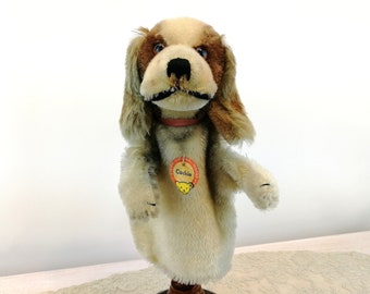 Steiff Spaniel Dog hand puppet  all IDs vintage 1959 to 1964