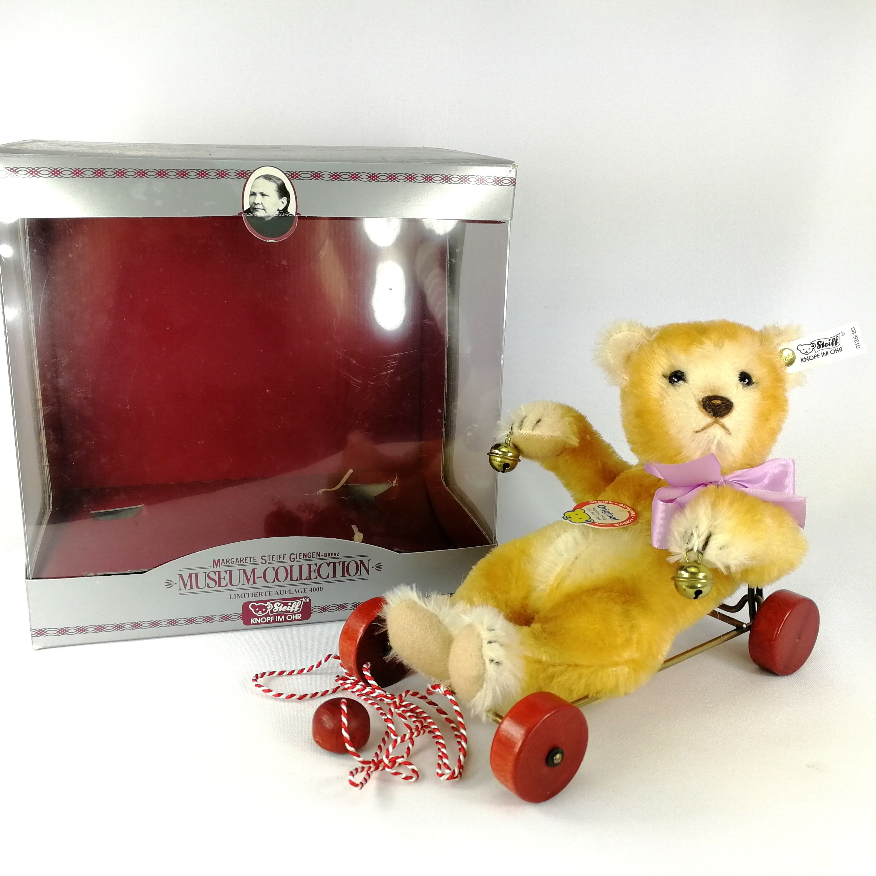Steiff Teddy Bear Baby on Wheels 1939 Replica Made 1989 Mint