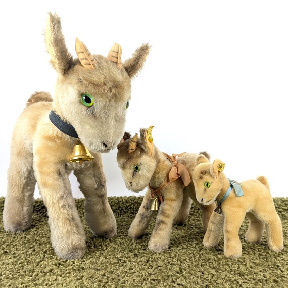 Steiff Goat Zicky Ids Wooden Horns 6 Inches Standing Vintage 1969