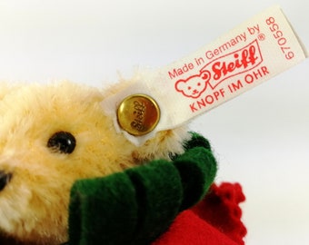 Steiff Vintage Christmas Ornament Teddy Bear All Wrapped up With