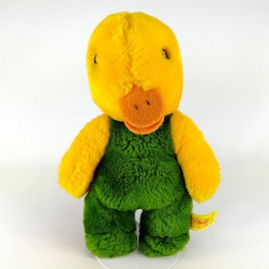 Steiff Duck Toldi with IDs and squeaker 1980s vintage 9 inches