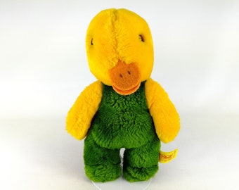Steiff Duck Toldi with IDs and squeaker 1980s vintage 9 inches