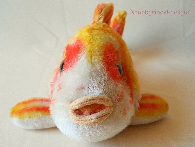 Steiff Fish Flossy gold red lying vintage 60s stuffed mohair | Etsy