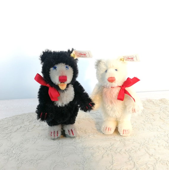 Steiff Little Blackey and Little Whitey Teddy Bears Set With 