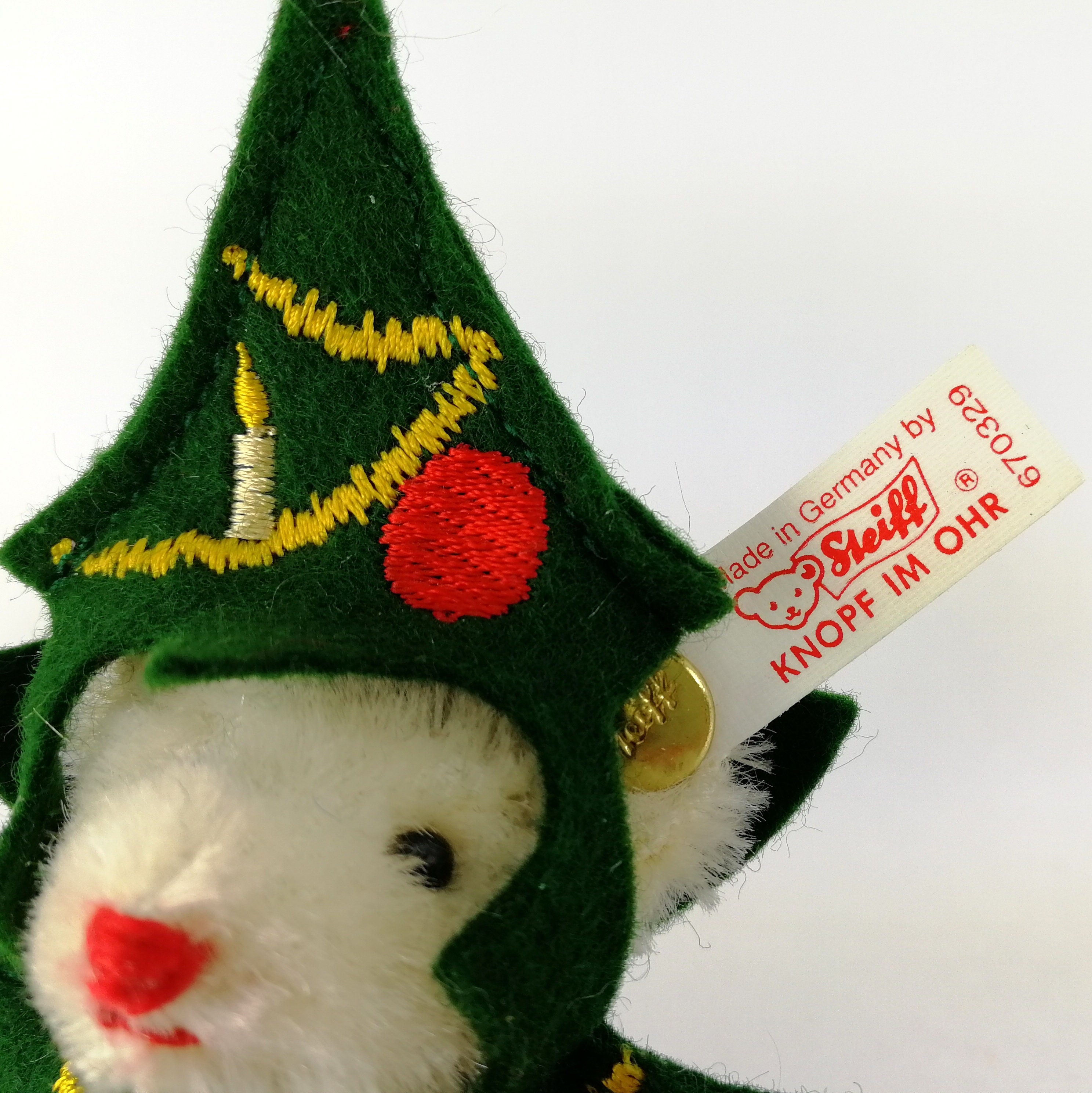 Steiff Christmas Tree Teddy Bear Ornament Mint 4 Inches Vintage