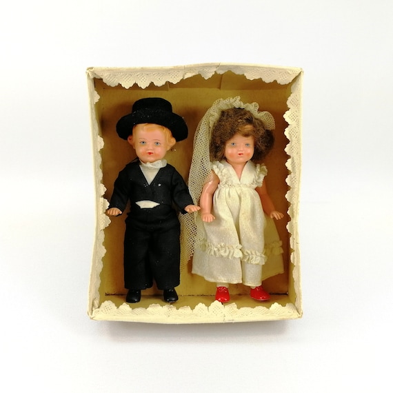 PREH-WERKE ウェディングドール アンティーク Bride and Groom Doll Couple Pair in Original Box German Made by