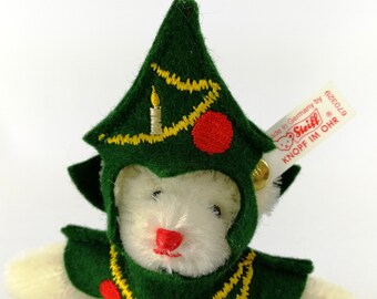Steiff Christmas Tree Teddy Bear Ornament Mint 4 Inches Vintage