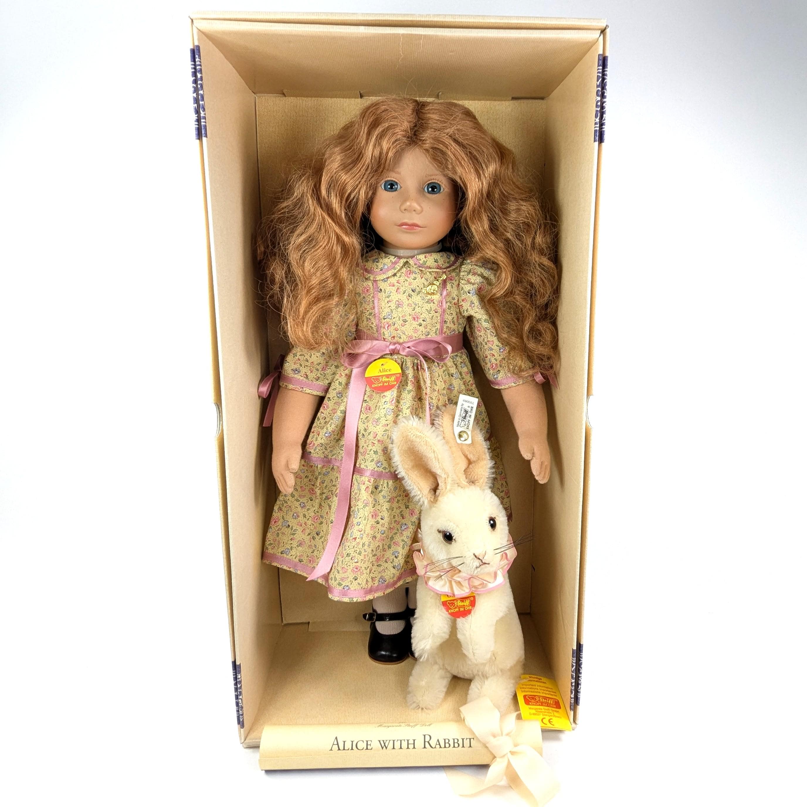 シュタイフ   1986 Alice & HerFriends Steiff Doll Alice With Rabbit All Ids 1994 Produced Lmtd Edition