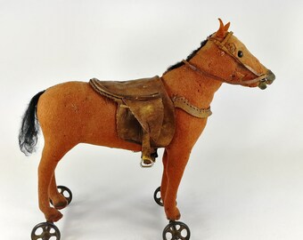 アンティーク 馬のおもちゃ 車輪付き 9 インチ 1910 年代 - Etsy