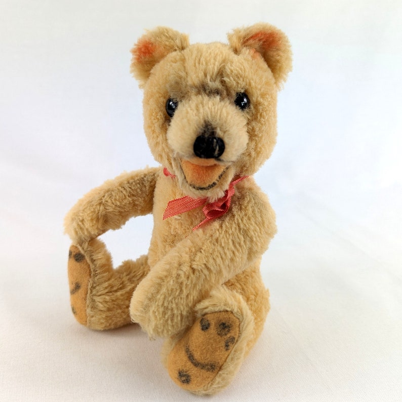 Czech Teddy Bear Baby 1950s made by Hamiro 8 inches tall painted paws image 5