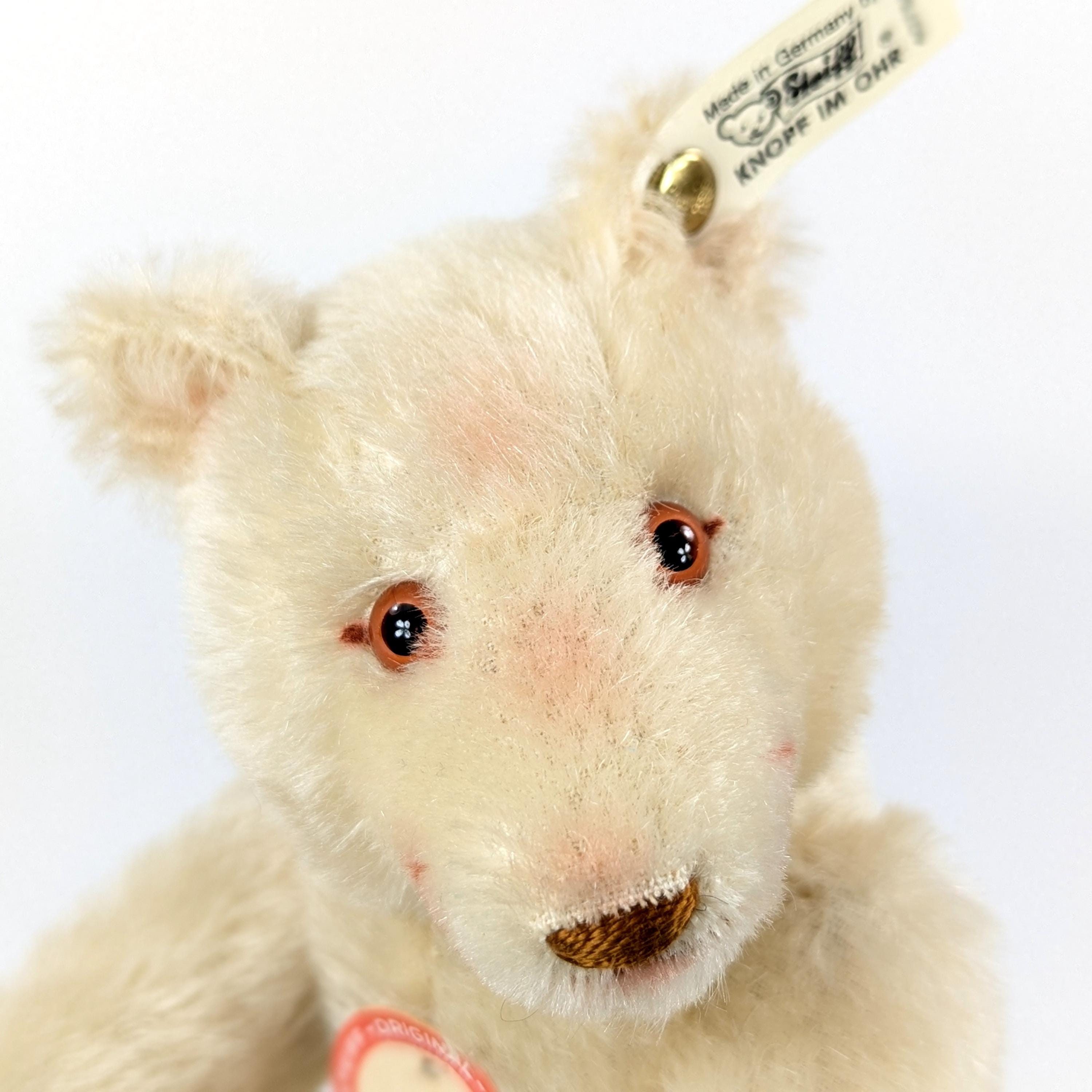 Steiff Dicky Teddy Bear Mint in Box Vintage Replica 1930 White 10