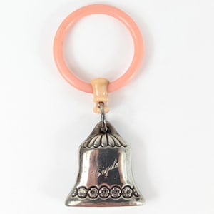 Sterling Silver Rattle 1950s Vintage with Angela Name Engraving