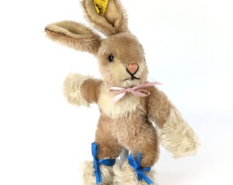 Steiff Bunny Baby Rabbit Sassy 8 Inches Original Bows Vintage 1965