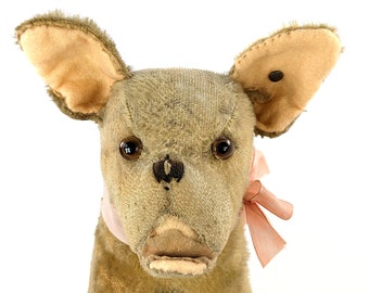 シュタイフ　Bully dog ブリー Steiff Bully Bulldog on Wheels With Button 11 Inches Well Loved