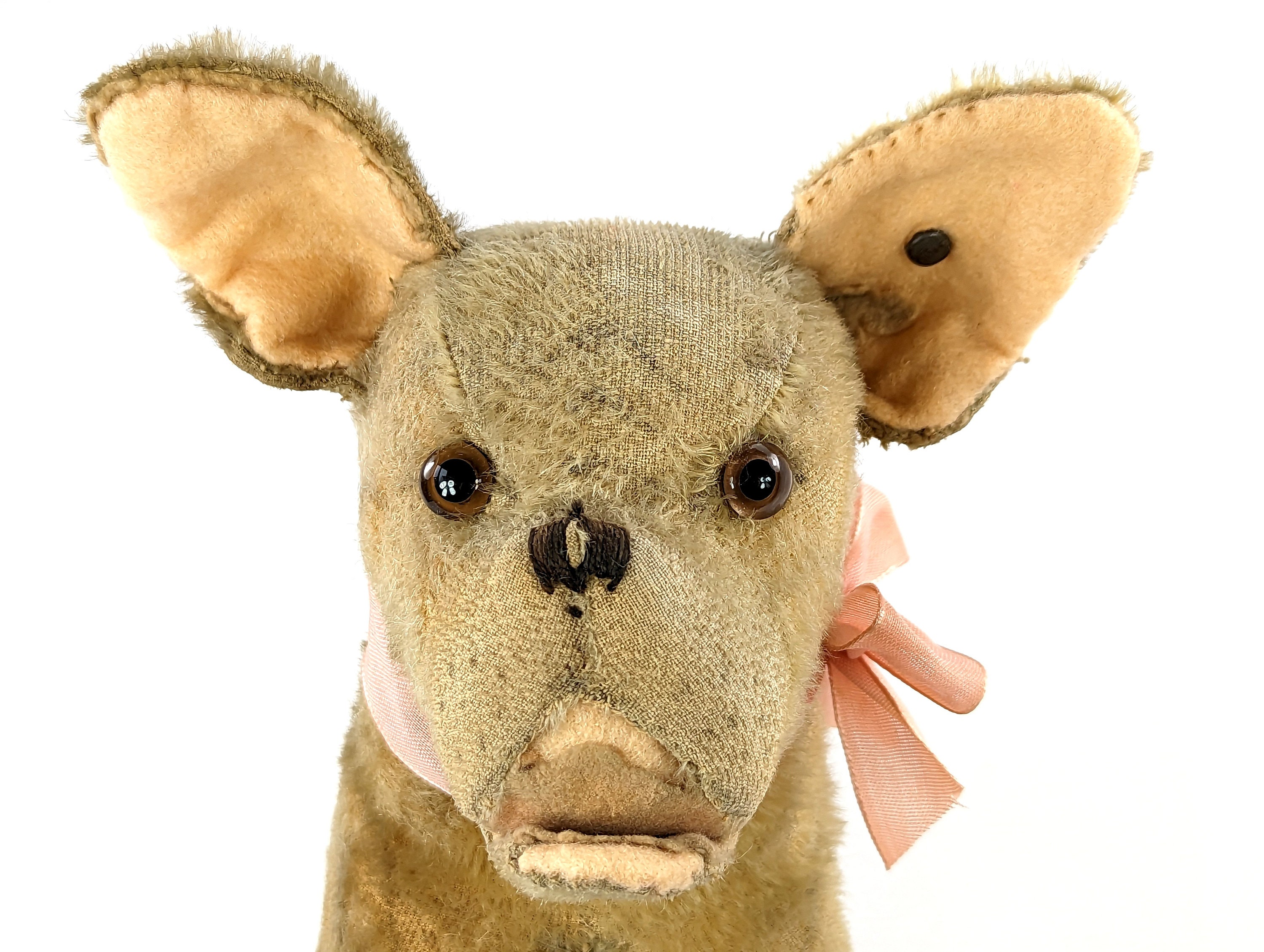 Steiff Bully Bulldog on Wheels With Button 11 Inches Well Loved