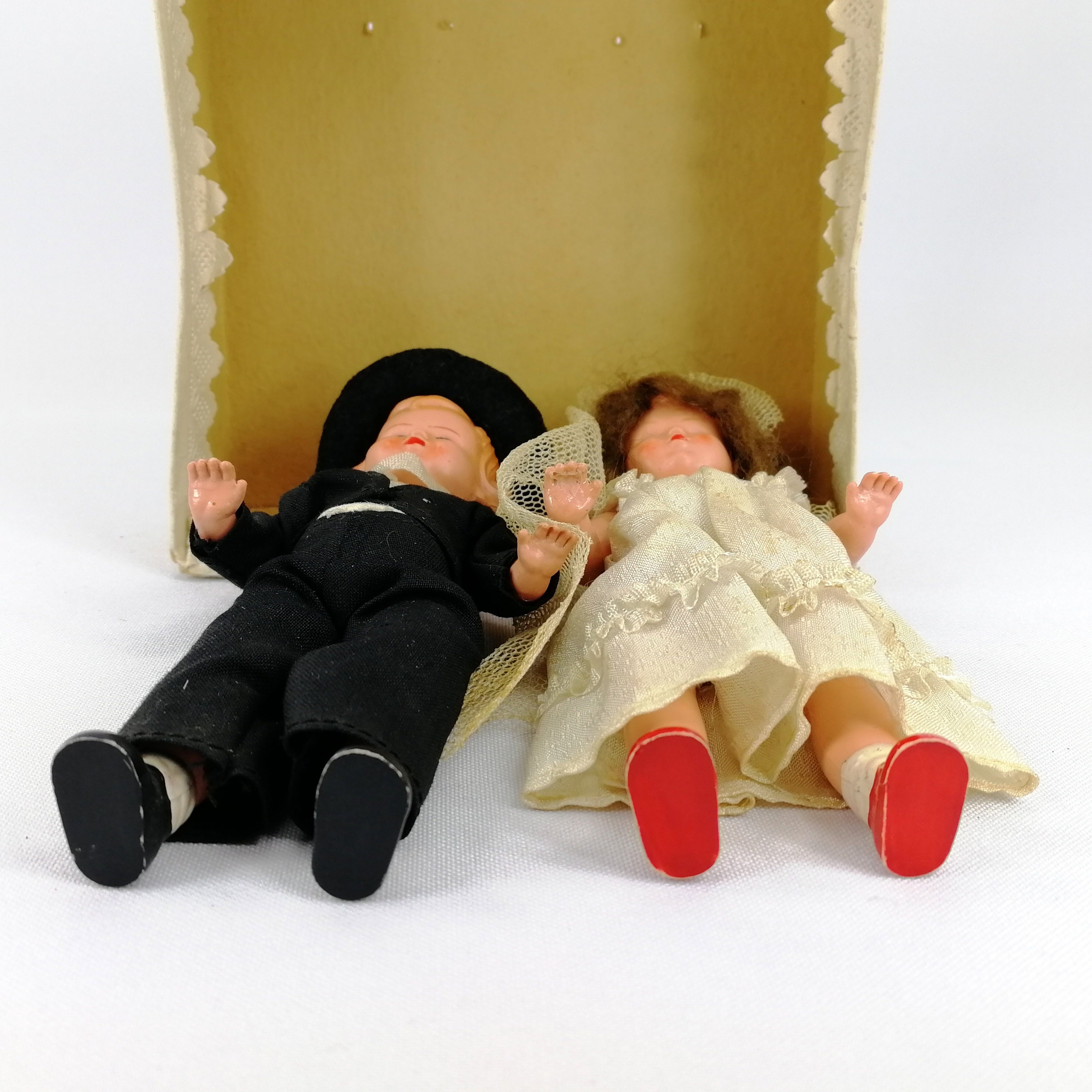 PREH-WERKE ウェディングドール アンティーク Bride and Groom Doll Couple Pair in Original Box German Made by