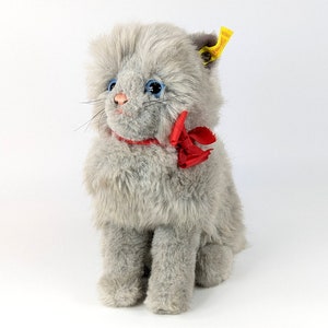 Steiff Perzische kat nerts met identiteitsbewijzen 10 inch zittend vintage 1982 tot 1985