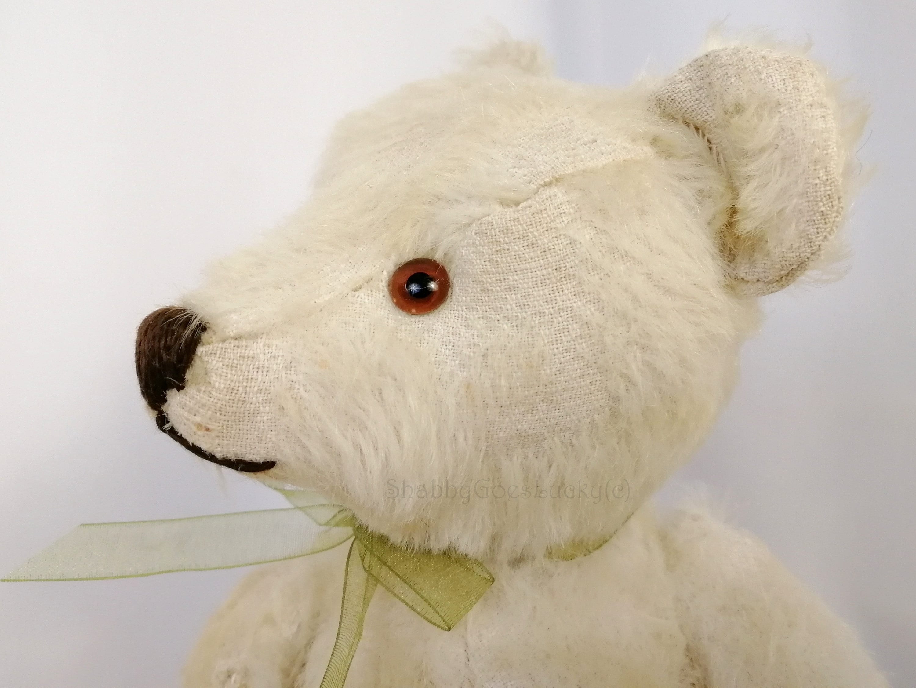 White Steiff Teddy Bear With US Zone Tag 11 Inches Vintage Made 