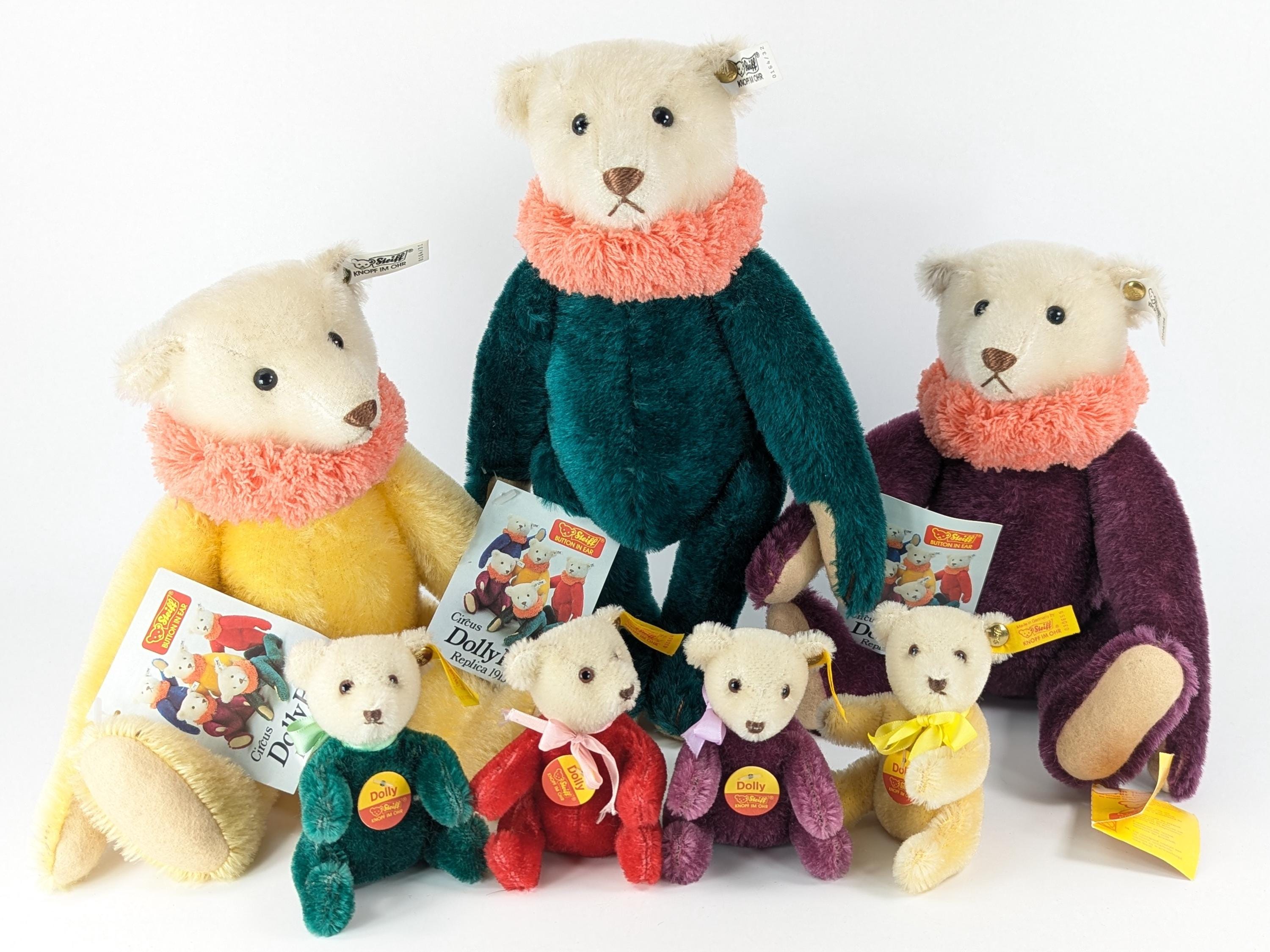 Steiff Dolly Teddy Bears Colourfull Full Set of Four All Ids