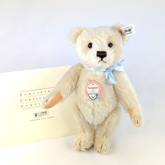 Steiff White Teddy Bear All Ids 1953 Replica Mint 10 Inches