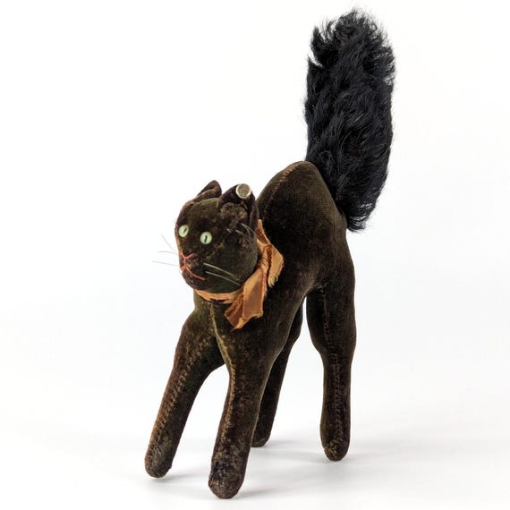 Steiff Black Velvet Tom Cat With Ear Button Small 4 Inches Vintage