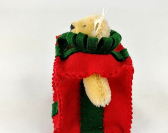 Steiff Vintage Christmas Ornament Teddy Bear All Wrapped up With