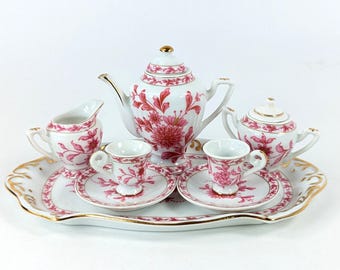 Vintage Tea or Coffee Set Service on Tray made in 1980s Germany marked China Miniature for dolls or bears