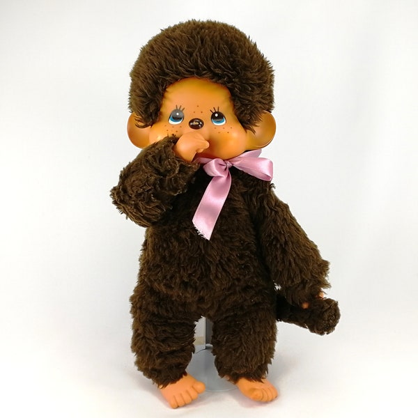 Sekiguchi Monchhichi Boy original 1974 Label 18 Zoll große japanische Vintage Affenpuppe