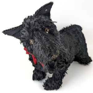 Steiff Scotty Dog Terrier mit ff Knopf Schwarz Größte Lebensgröße 14 Zoll vintage 1934 bis 1943 Produziert