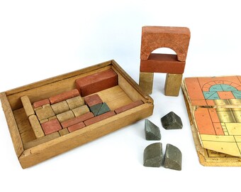 アンティーク雑貨 Steinbaukasten / Stone Building Boxes Anker Stone Building Block Set From 1906 No 4A Complete