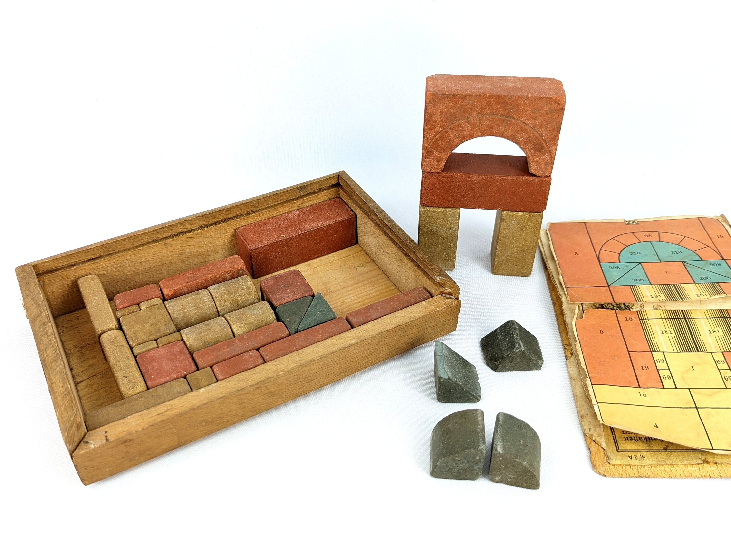 アンティーク雑貨 Steinbaukasten / Stone Building Boxes Rickter's Anchor Blocks Stone Building Boxes - Antique