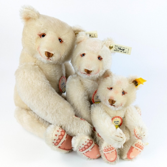 シュタイフ社　テディベア　ディッキー シュタイフ テディベア ディッキー 3体セット 全ID ホワイト