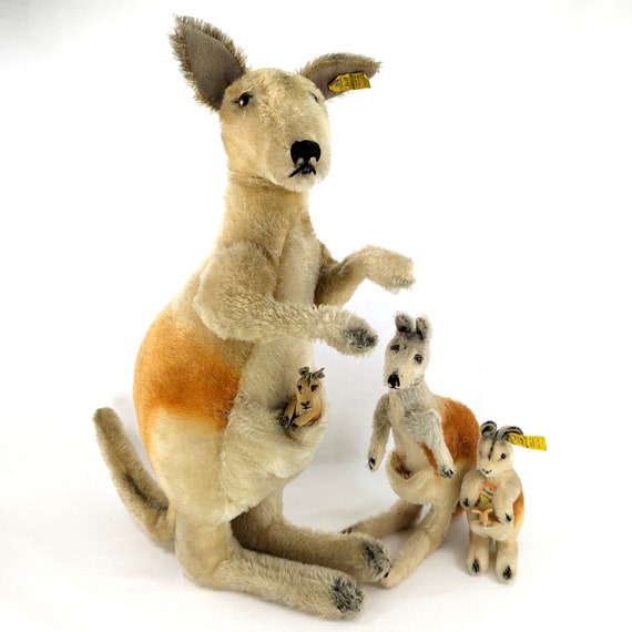 Steiff Kangaroo With Ids and Baby Joey Large 20 Inches