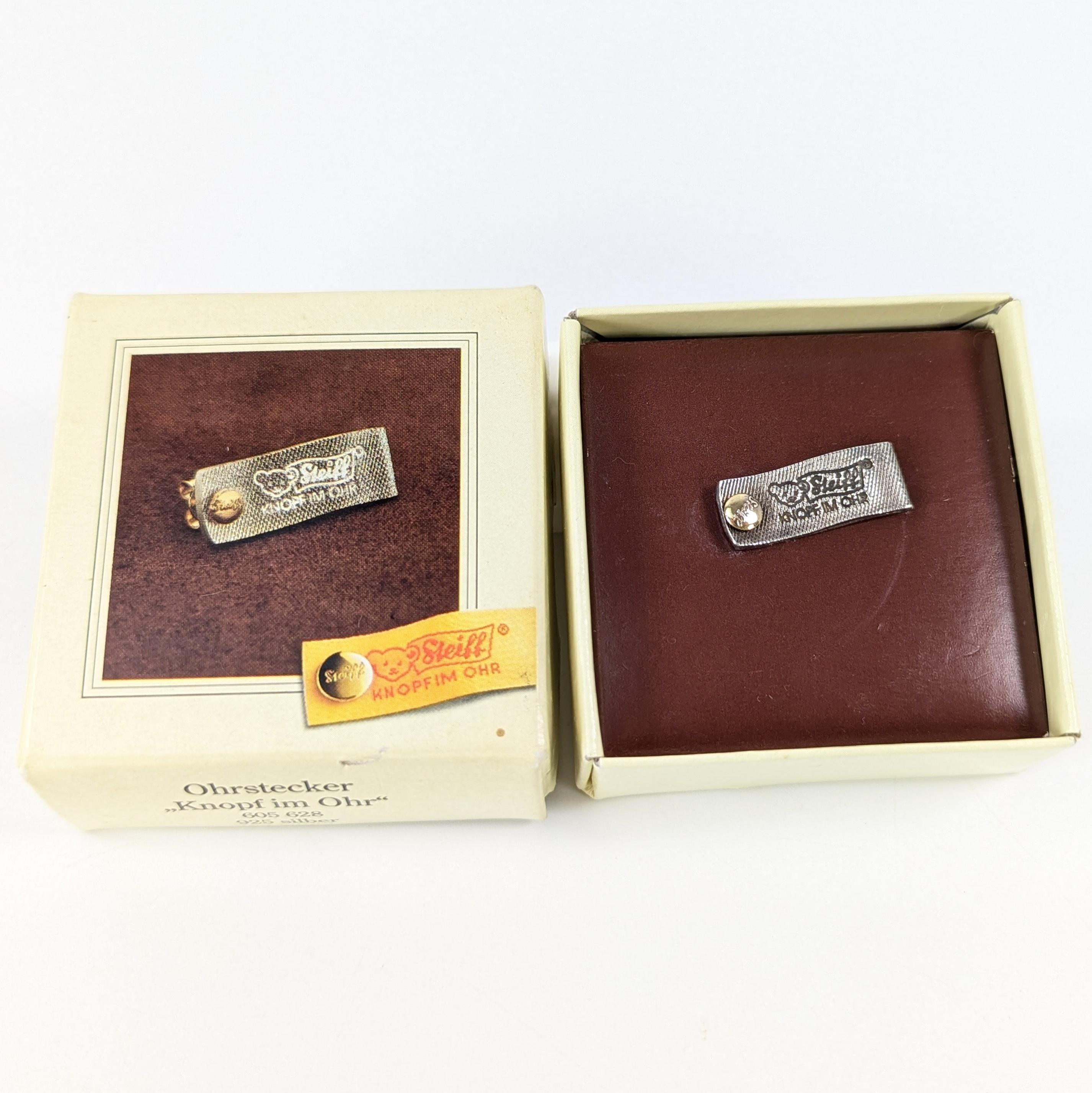 Steiff Button in Ear 925 Sterling Silver Pierced Earring Vintage