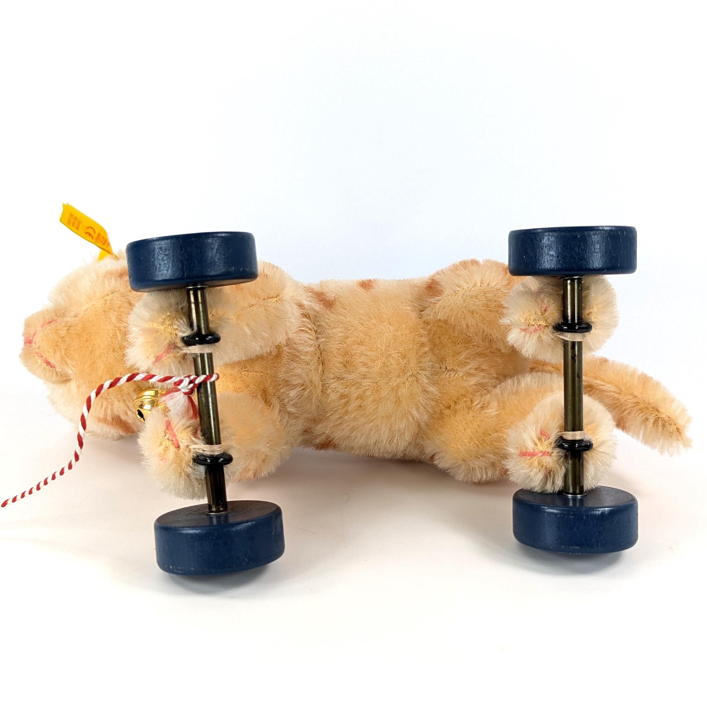 Steiff Classic 1928 Tabby Cat on Wheels Vintage Replica 1995 to