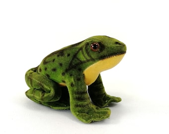 Steiff Frog Froggy small 3 inches sitting green velvet 1953 to 1964 vintage