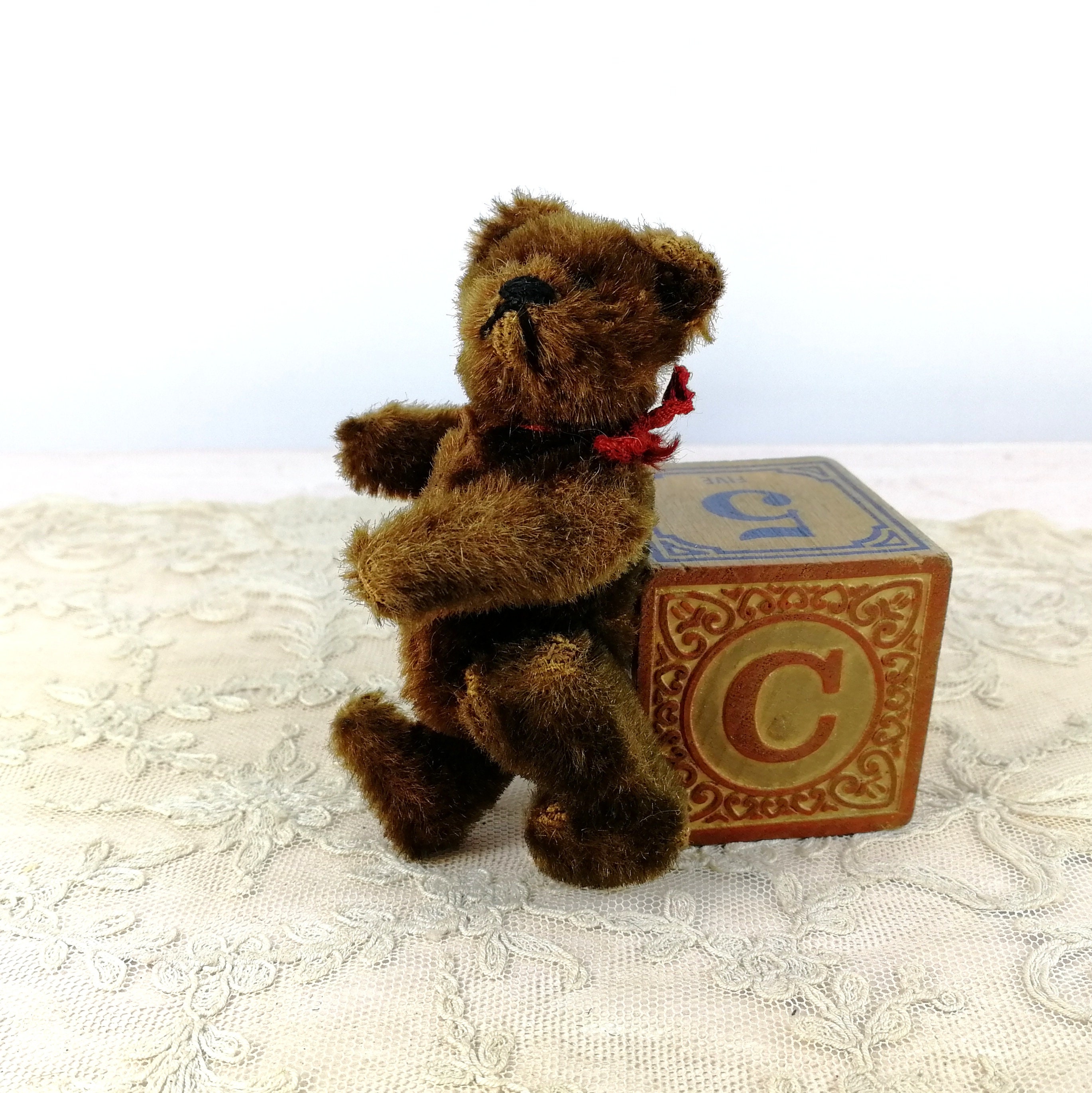 Petit Ours Steiff Miniature 10 Cm - Peluche Ancienne Pour Poupée, Sans Marque