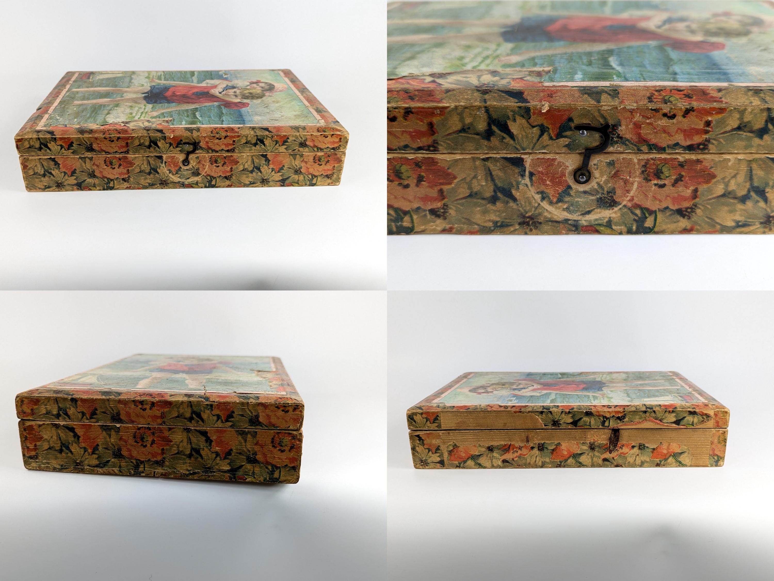 Antique 1880 Wooden Lithographed Picture Puzzle Blocks Made in